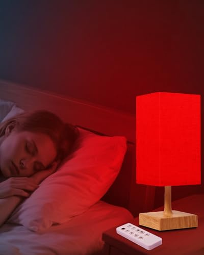 Rött ljus nattlampa för sömn, 670 nm röd nattlampa skrivbord för sovrum med alternativ med flera färger och ljusstyrka fjärrkontroll USB-laddning elegant design
