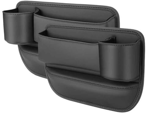 KUANDEDIAN Organizer Riempitivo Sedili Auto per Audi A1 A3 A4 A5 A6 A7 A8 Etron GT, PU Pelle Portabicchiere Scatola Portaoggetti Sedile Spazio Prova Perdite Tasca Laterale,C/Black