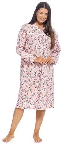 GM Apparel Women’s Flannelette Nightdress – Brushed Cotton Long Sleeve Wincey Nightie, Ladies Warm Winter Nighty Nightwear, Soft Sleepwear & Loungewear (Pink, 10-12)