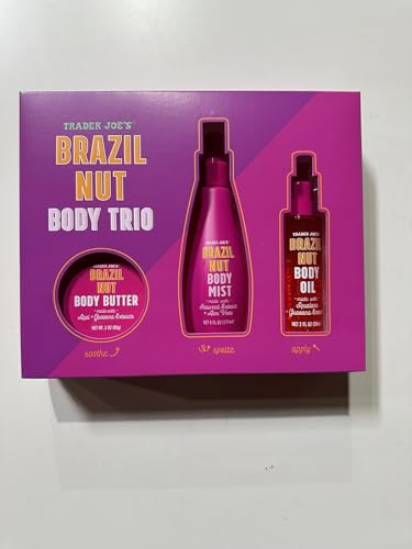 Trader Joe Brazil Nut Body Trio Gift Set, Seasonal Limited Edition, 3-Piece Skincare Set, Body Wash, Scrub, Butter