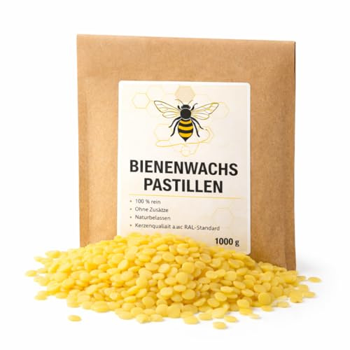 Generisch Pastiglie di cera d'api, 1000 g, 100% puro, senza additivi/dalle api tedesche/perfette per candele e progetti fai da te