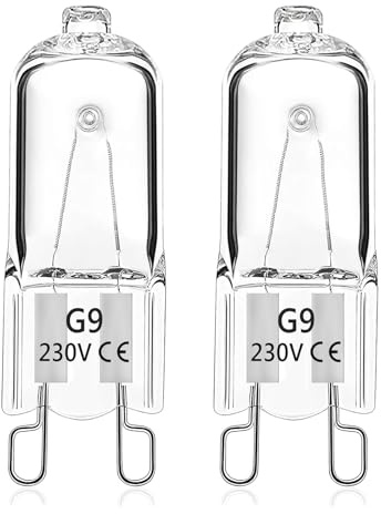 Wieyily Lampadina da Forno G9 40W 300 Gradi, 230V Bianco Caldo 2700K, Lampada Alogena G9 Dimmerabile per AEG/Neff/Zanussi/Smeg/Bosch Forno, Microonde, 2 Pezzi
