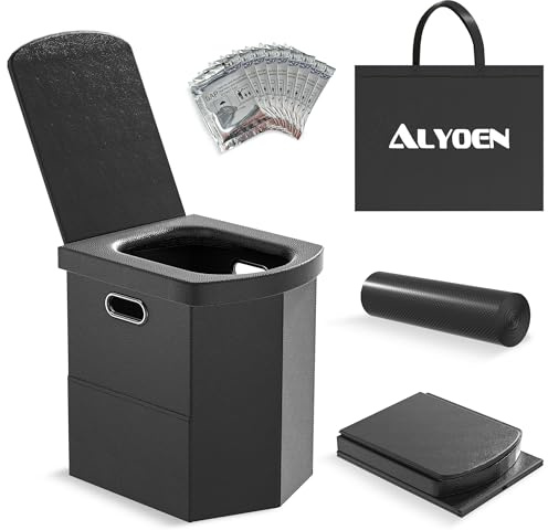 Inodoro portátil para camping, altura del hogar, inodoro de viaje para adultos de 16.5 pulgadas con asiento suave, orinal plegable para exteriores, para camping, festivales, pesca, emergencias, viajes