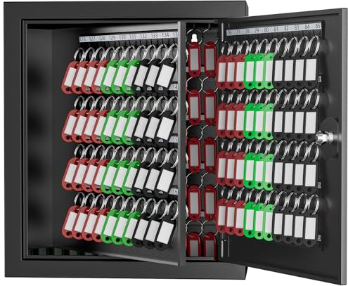 KABISAFE 213 Position Key Cabinet, Wall Mounted Steel Key Lock Box, Flip Page Design with Deposit Slot & Color Key Tags, Secure Key Storage Organizer for Home Hotel Garage Office