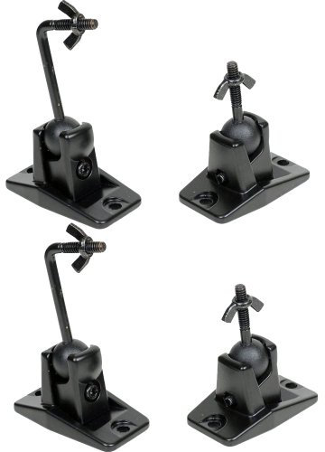 VideoSecu MS40B4 WN3 - Soporte universal de audio para techo de pared para altavoz satélite de cine en casa, 4 paquetes