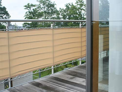 Floracord 12-90-50-01 Hochwertige Balkonumrandung aus Polyesterstoff , Beige, 90 x 500 cm