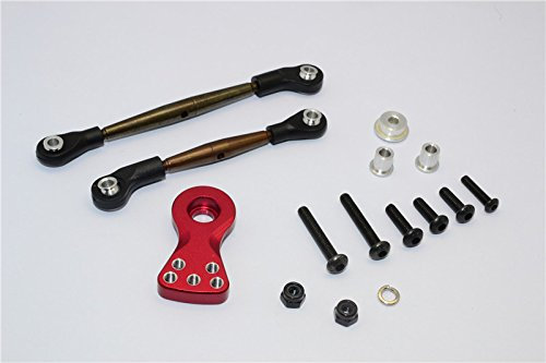 GPM Tamiya Lunch Box Upgrade Parts Spring Steel Modified Anti-Thread Steering Tie Rod With Servo Horn - 1 Set Red