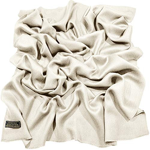 CJ Apparel Elfenbein Normallack Design Nepalesischer Fransenschal Schal Stola Wrap Pashmina NEU