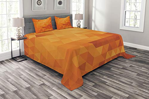 ABAKUHAUS Burnt orange Tagesdecke Set, Formen und Muster, Set mit Kissenbezügen Waschbar, für Doppelbetten 264 x 220 cm, Orange