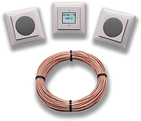 Busch Jäger Unterputz Digitalradio Unterputzradio 8215 U (8215U) alpinweiß Balance Si + 2 x Lautsprecher + Radioeinheit + Bedienelement + 3 x 1fach Rahmen + 10 M Lautsprecherkabel 2x0,75 mm²