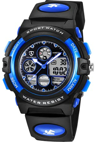 aswan watch Reloj Deportivos para Niños y Niña Resistente al Agua Digital Analógico Militares Impermeable Relojes Niño Azul Nuevo