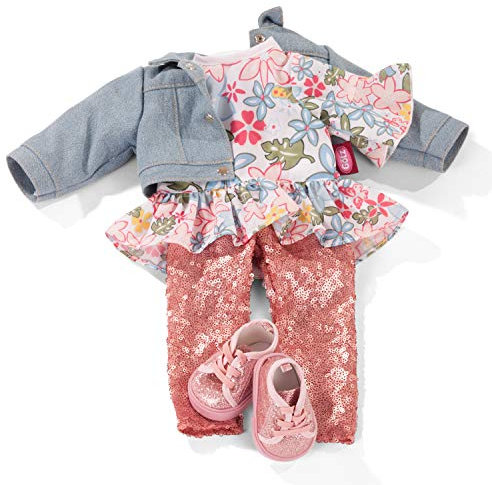 Götz 3403265 Kombination Clubbing - Puppenbekleidung-Set Gr. XL - 5-teiliges Bekleidungs- und Zubehörset für Stehpuppen von 45 - 50 cm