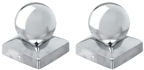 Alberts 327224 - Tappo per pali in legno, con testa sferica, in acciaio inox, 90 x 90 mm, set da 2