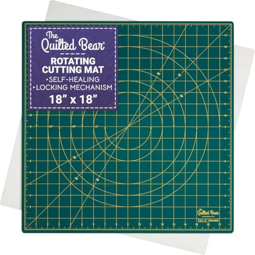 The Quilted Bear Tappetino da taglio rotante, 45,7 x 45,7 cm, quadrato, girevole a 360°, con innovativo meccanismo di bloccaggio per trapuntare e cucire, disponibile in vari colori (verde)