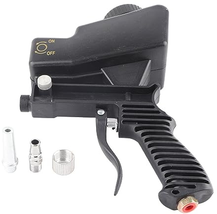 Sandbläster Sandbläster Bärbar Gravitationspneumatisk Sandblästringspistol Spraypistol Verktygssats 6000 RPM för Sprutning Rengöring Fläckmålning Metallprojekt Ta Bort Färg(Svart)