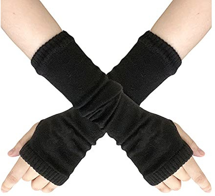 JKJF 1 Paar Goth Arm Ärmel Cool Black Hip Hop Armstulpen Halloween Fingerlose Strick Armstulpen Damen Punk Handschuhe für Motto Party Maskerade Kostüm Party