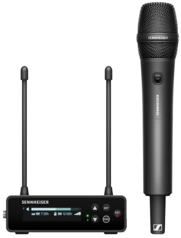 Sennheiser Sistema microfonico digitale portatile wireless UHF con trasmettitore SKM-S portatile e modulo microfonico dinamico a cardioide MMD 835 set EW-DP 835 (Q1-6), Nero (700030)