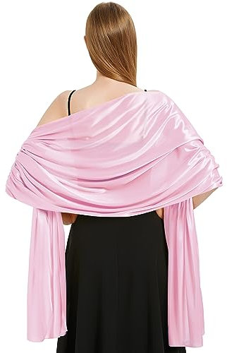 heekpek Satin Foulard Chale Femme Mariage Echarpes pour Robe de Soirée Élégant Chic Etole Femme pour Soirée Cérémonies Fêtes Mariage, Rose Violet, Taille unique