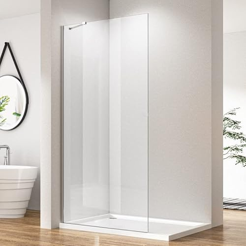 Walk-in Duschkabine Seitenwand 75cm Walk in Duschwand, fester Segment Sicherheitsglas Dusche, Silber Begehbare Duschabtrennung mit 6mm ESG Glas, Duschtrennwand Höhe 185cm