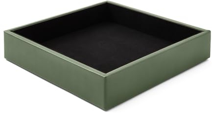 Eglooh - Minerva - Taschenleerer Leder Grün - Schreibtisch-Organizer mit modernem Design - Ablagefach für Schlüssel, Münzen, Schmuck - cm 16,5 x 16,5 - Made in Italy