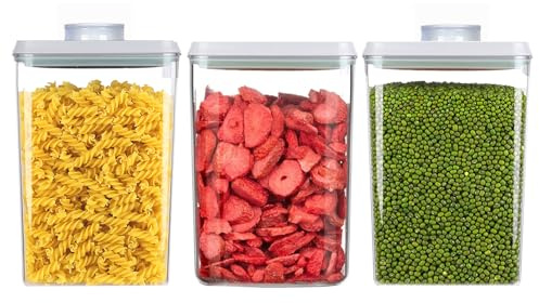Melovom Pop Food Storage Containers Airtight Food Storage Containers Set with Lids Kitchen Pantry Organization and Storage, Stackable, BPA Free, 3 x 1.2Qt