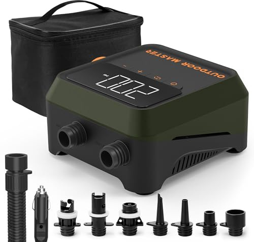 OutdoorMaster The Cachalot 2 Paddle Board Pump, 20PSI High Pressure SUP Air Pump, Dual Stage Inflation & Auto-Off, Deflation Function, 12V DC Car Connector for Inflatable SUP Boards (Non-rechargeable)