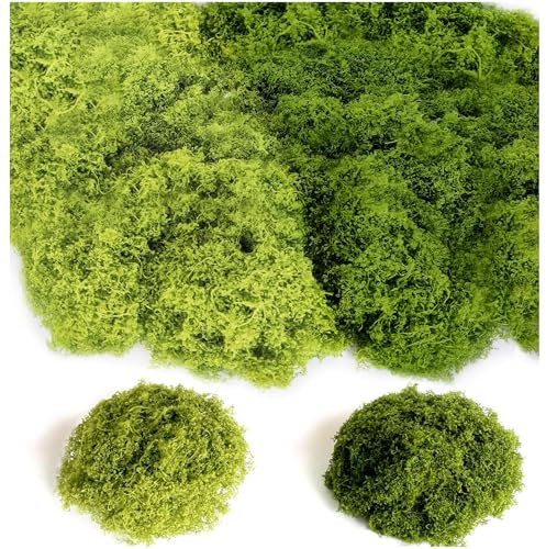 Yuannee Kunstmoos zum Dekorieren,100g Moos Deko Dekomoos Bastelmoos Kunstmoos zum Basteln Fake Pflanzen Islandmoos für Übertöpfe Künstlicher Pflanzen (50 g Hellgrün 50 g Dunkelgrün)