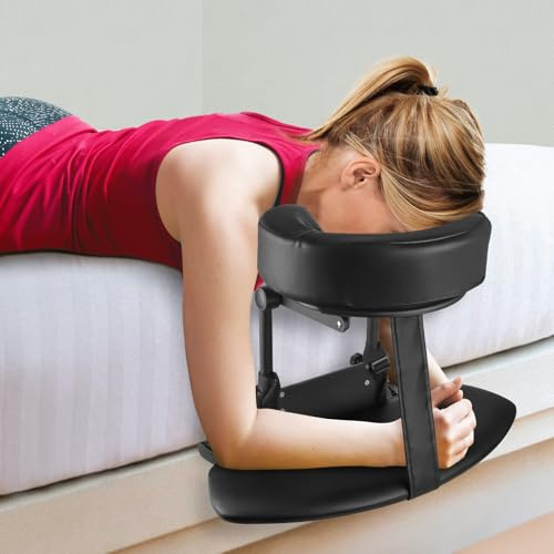EBANKU Kit de masaje de colchón y cojín ajustable, almohada boca abajo con mesa de masaje para reposabrazos, para cama en casa (color negro)