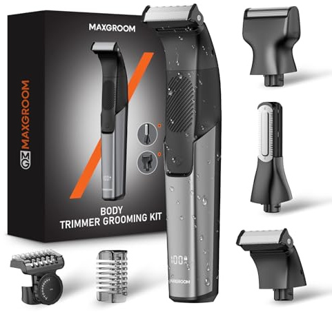 MAXGROOM 3-in-1 Body Hair Trimmer & Beard Trimmer for Men, 100 Mins Cordless Body Shaver for Pube, Waterproof Pubic Groin Hair Shaver for Men, Manscape Grooming Kit for Pubic Hair,Intimate,Ball,Back