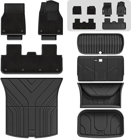 3W 13 Pcs Floor Mats for Tesla Model Y Juniper Premium Performance 2025 2026 New (Not for Standard), Thorex™ All Weather Dog Friendly Full Coverage Car liners & Boot Liner & Seat Back Cover & Carpets