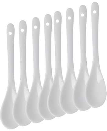 8 Pezzi Cucchiaini da Caffè in Porcellana Bianca Cucchiaio da Uova Mini Cucchiai da Dessert Cucchiai da Tè da Cucina Stoviglie in Ceramica Manica Lunga Cucchiaio in Porcellana per Tè Caffè Dessert