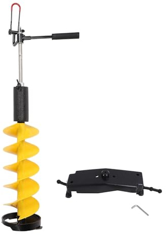 XinrZythrop Taladro de Hielo de 8 Pulgadas de diámetro, Taladro para Pesca en Hielo de Nailon con una Longitud de 28 Pulgadas y una Varilla de extensión de 70 cm, Hoja de Acero para perforar