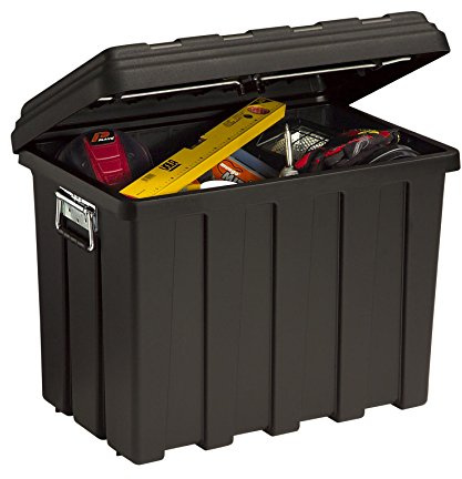 hünersdorff Gerätekiste aus Kunststoff (PP), Stabil, wetterfest, mit Praktischem Drehgriff, Schwarz, 60 L