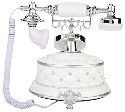 Garsent Vintage Schnurtelefon, Metall Nostalgietelefon Retro FSK/DTMF Festnetz Schnurgebundenes Telefon mit Zeit Display für Tischdeko