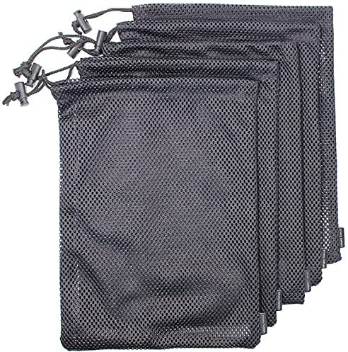 Black Mesh Bag Nylon Sack Durable Drawstring Net Bag Small Travel Stuff Sack Mesh Storage Ditty Bag for Cosmetics Shower Gels Bottle Pot Tennis Golf Ball Outdoor Tools 5