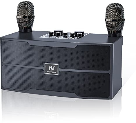 Karaoke Machine for Adults und Kinder, Portable Bluetooth Karaoke Anlage with 2 Wireless Microphone,PA Speaker System für Party, Meeting, Hochzeit, Zuhause und im Freien
