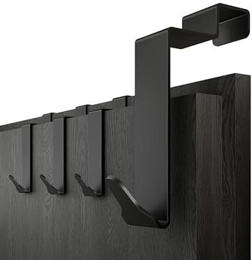 Menz Premium Türhaken zum Einhängen Innenseite im 4er SET - Schwarze Kleiderhaken Tür Innenseite, Türgarderobe innen - Handtuchhalter Tür innen, Türhaken Rückseite mit hoher Tragkraft