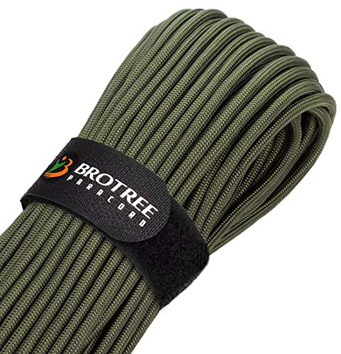 Brotree Paracord 4mm 15M 9 Stränge 100% Nylon Seil Schnüre Typ III für Survival, Outdoor, Heimwerken - Bruchlast 280kg (Armee Grün)