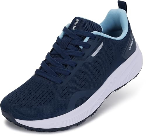 BRONAX Wide Tennis Shoes for Women Lace up Lightweight Comfortable Stylish Size 8w Road Tennis Female Sneakers Outdoor Athletics Walking Jogging Comfy Casual Zapatos Deportivos para Mujer Blue 39