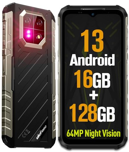 Ulefone Armor 22 (128GB) Móvil Resistente Android 13, 16GB+TF-512GB Smartphone Resistente, 6600mAh/33W, 6.58 FHD+ 120Hz 64MP+64MP Visión Nocturna 4G Dual SIM/NFC/IP68 Movil Resistente