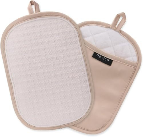 2 presine in silicone resistenti al calore con tasche, presine antiscivolo per cuocere e cucinare in cucina, 24,9 x 17,8 cm, fodera interna in tessuto asciugamano - kaki