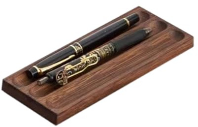 JUTSTJUKO Pen holder Organizer of Office desks,Walnut Desk Pen Stand,Wave Pen Tray Accessory,Teacher Gifts,Suitable for School,Home,Desktop Office Art Accessories (Walnut, 3 Grid)