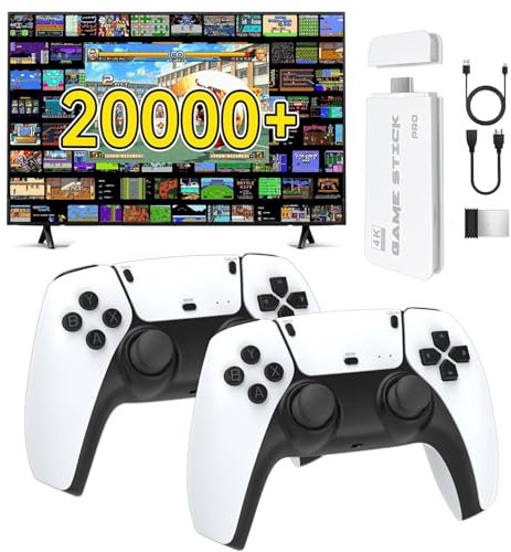 ASTEKID Retro Game Console - Wireless Game Stick Built-in 20,000+ Classic Games 128GB, Plug & Play for HDMI output, Multiple Classic Emulator, Dual 2.4G Wireless Controller