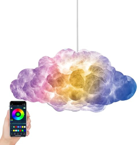 Tuxuseo Lámpara Colgante Nube | Luz de Nube Flotante Caricaturesca para Techo de Dormitorio | Iluminación Multifuncional Decoración Infantil para Habitación Juvenil y Familiar