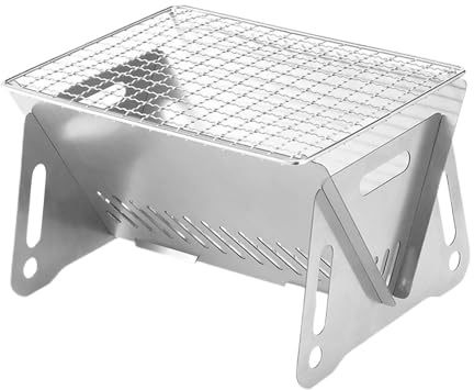 Portable Cookout Stove – Stainless Steel Grill, Folding Leg Cooker | Ventilated Charcoal Barbeque, Lightweight Outdoor Culinary Device For Hiking Adventures, Family Gatherings, Park, Cooking Accessory