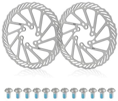 2 Pack Bicycle Disc Brake Rotor Set 160mm 180mm 203mm Stainless Steel Rotors with Screws Heat Dissipation Cycling Brake Discs for Road Bike Mountain Bike Brakes Disc Brakes Front Rear
