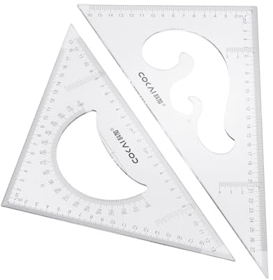 sourcing map Set di righelli triangolari da 30,5 cm, 30 cm, in polipropilene, scala trasparente, righello cavo da 30/60 e 30/90 gradi, per redazione, trapuntatura, disegno, strumento da disegno, aula