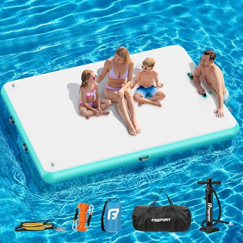 Piscina Tumbona Hamaca Flotante Inflable del Agua para Playa Lago Piscina, Plataforma Hinchable Multi-Personas con Superficie Antideslizante, Bomba de Aire y Bolsa de Transporte