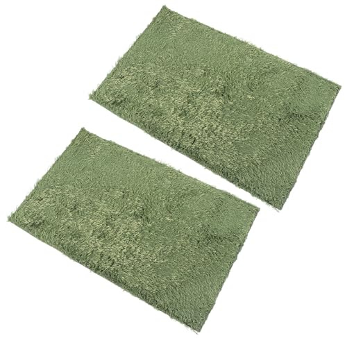 HONMEET 2pcs Soft Cotton Tortoise Bedding Carpet Mat for Reptile Habitat, Green Reusable Turtle Substrate Liner, for Reptiles Terrarium Accessories and Enclosure Bedding