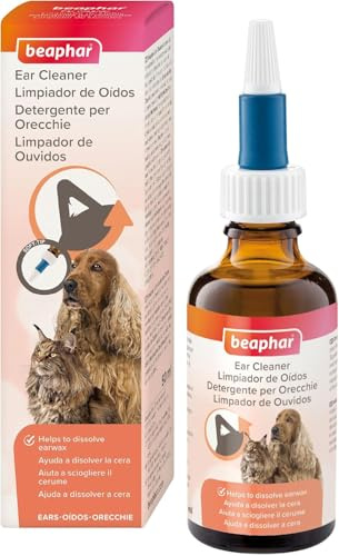 Beaphar Pulisci Orecchie per Cani e Gatti, Rimuove Gli Accumuli di Cerume e Previene Irritazioni e Infezioni, per Tutte Le età e Razze, Senza Alcol, 50 ml